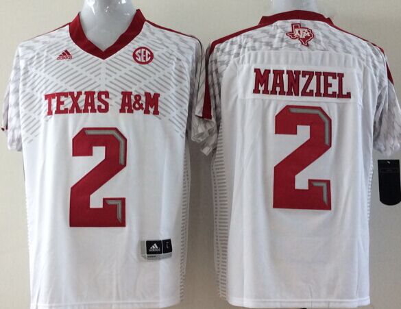 Men Texas A&M Aggies #2 Manziel White 2025 NCAA Jersey